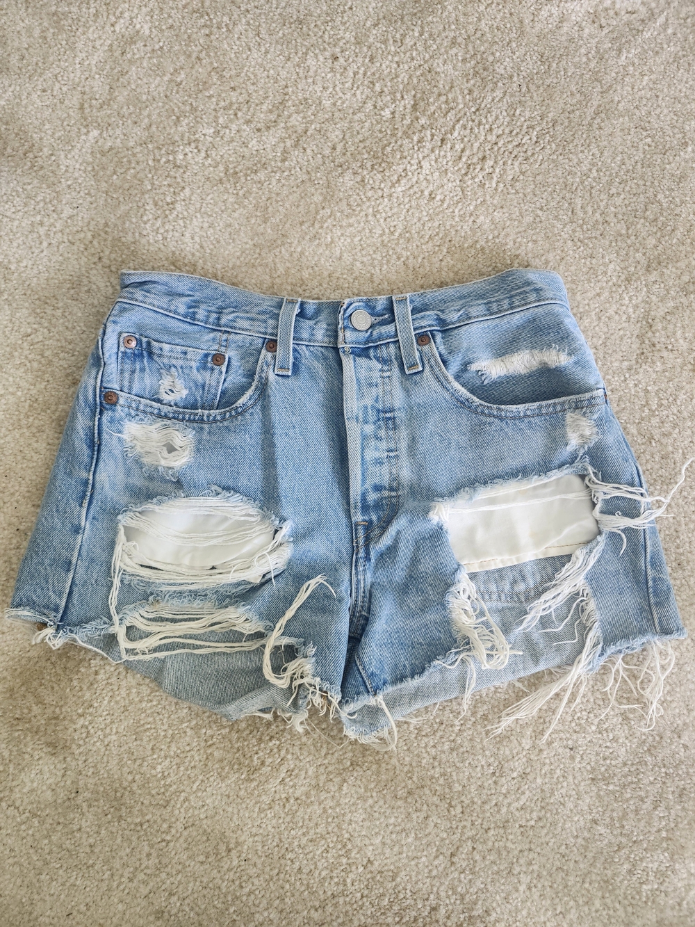 Levi's Light Blue Distressed Cutoff Denim Shorts